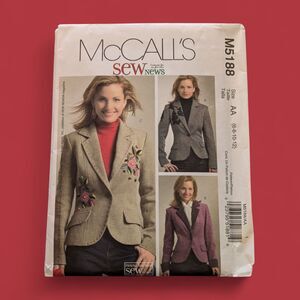 McCalls 5188 Womens 6-8-10-12 Tailored Lined Jacket Blazer Sew News Pattern UNCT